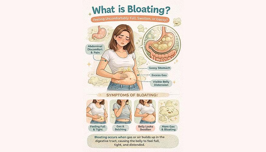 Illustration showing what bloating looks like 