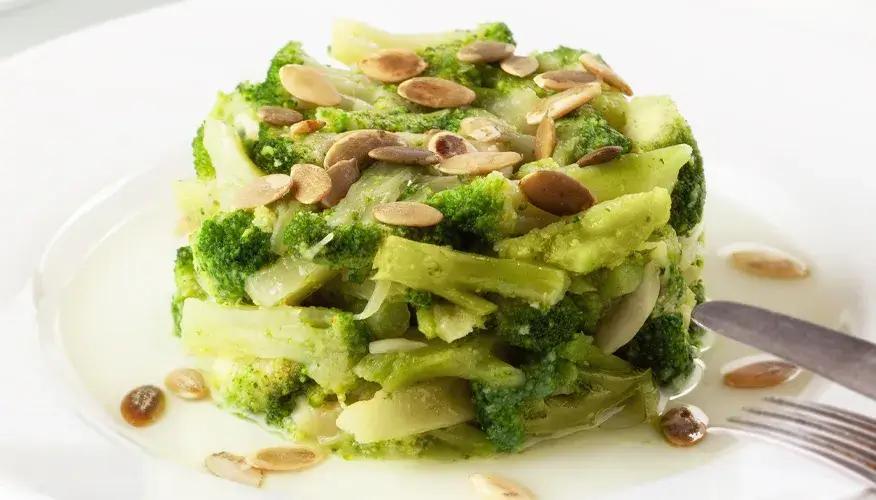 Pan-tossed broccoli with pumpkin seeds