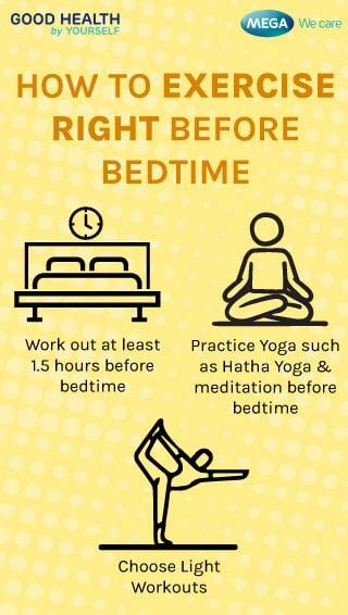 how to exercise right before bedtime