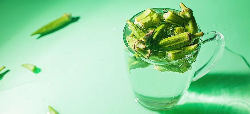 Glass of okra water for diabetes management