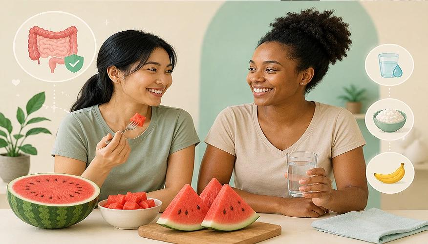 Better food choices than watermelon for diarrhea like bananas, rice, and clear fluids