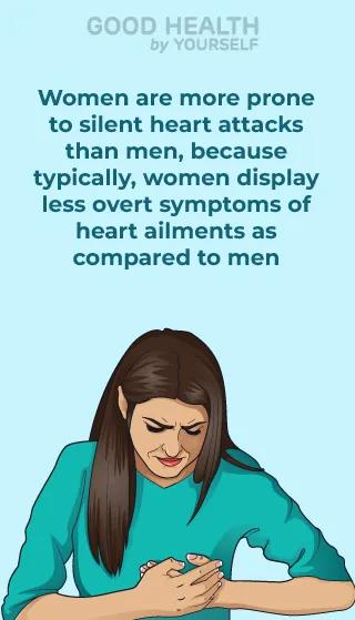 Silent heart attack in women with subtle symptoms illustration
